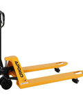 Apollolift Hydraulic Pallet Jack Truck, 5500 Lb Capacity in yellow, with 27 inch width and 48 inch length forks.