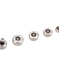 Pro Grade Watch Repair Kit With Stem Extender And Crown Replacement Parts shown with five stainless steel crowns