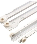 Top Shelf Bottom Mount Drawer Slides For Rv And Mobile Homes Fresh White Powder Coated Finish heavy duty steel tracks with rollers.