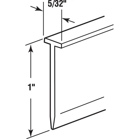 Diagram of Shower Door Bottom Sweep Vinyl Seal Strip 36 Inch By 1 Inch With Five Thirty Second Tee Insert Clear For Hinged Doors