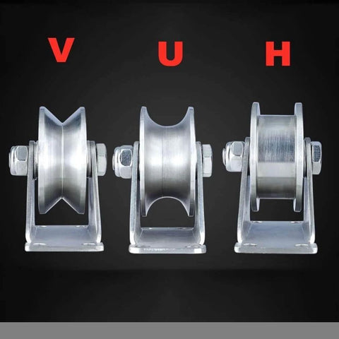 Heavy Duty Sliding Gate Wheels Set Pro Grade Stainless Steel Pulley Groove Roller for Wire Rope Rail Quiet Double Bearings