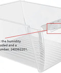 Upgraded Crisper Bin Replacement For Refrigerator Model 240351061, clear veggie drawer with label highlighting missing humidity slider