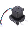 Hella Accurate Micro Peristaltic Pump Featuring Heavy Duty 42 Stepper Motor For Smooth Liquid Dosing Aquarium Transfer And Lab Setup Adjustable Output Up To 140 Ml Per Minute 6 To 24V Dc with black casing and tubing.