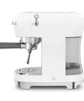 Retro White Italian Espresso Machine Featuring Manual 15 Bar Pump And Strong Steam Wand For Dope Home Brewed Shots And Creamy Milk Froth That Hits Different Every Single Time, side view
