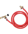 Premium Replaceable Propane Torch For Welding And Brazing With Self Ignition Lock, Ergonomic Brass Gas Flamer Kit details with red hose.
