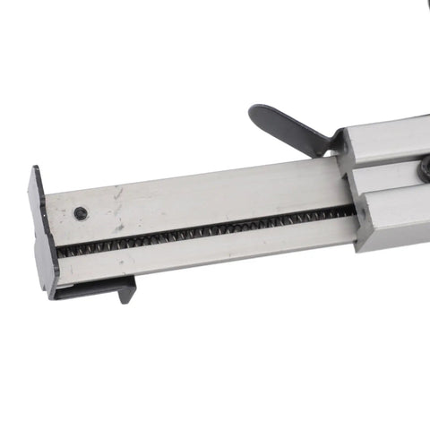 Detail of the rail mechanism of the Straight Shooter Pneumatic Brad Nailer With No Sweat Jam Clearance And Easy Breezy Pressure Control.
