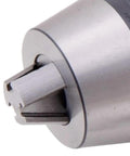 Close-up of MT3 Integrated Keyless Drill Chuck With 0 To One Half Inch Capacity Self Tightening Design For Quick Tool Changes Rock Solid Rigidity.