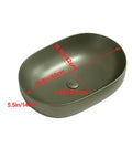 Top view of Retro Green Ceramic Above Counter Bathroom Vessel Sink, 23.6in/60cm, showing dimensions and artistic design.