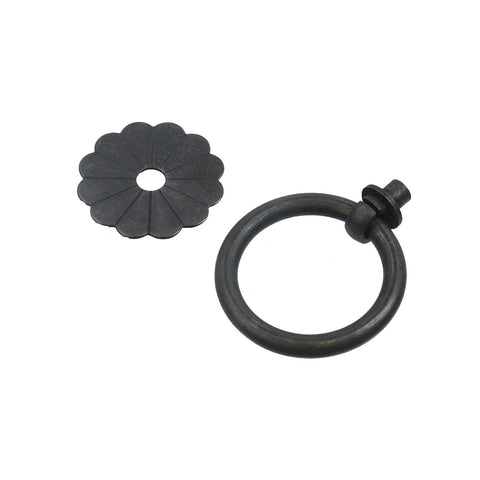 4 Pcs Vintage Style Brass Cabinet Pulls With Screws Black Flower Shape Drawer Ring Knobs For Dresser Cabinet Furniture Hardware 40mm Diameter Rust Resistant Handles For Home Decor Projects