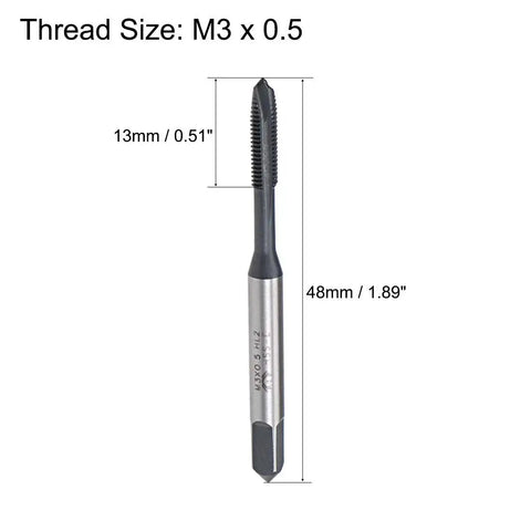 M3 X 0.5 Spiral Point Threading Tap H2 Tolerance High Speed Steel TICN Coated Round Shank Square End Metric Screw