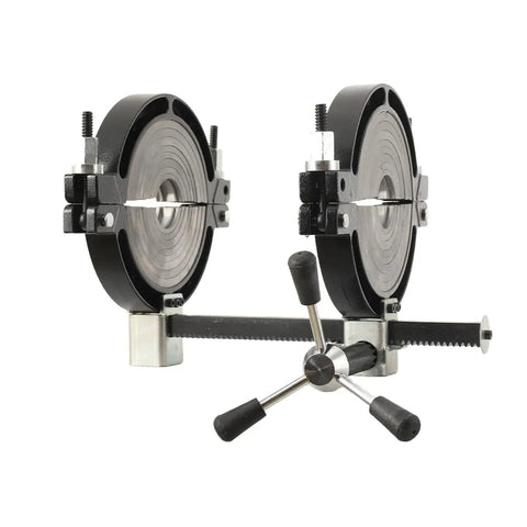 Heavy Duty Socket Fusion Weld Frame For Large Tubes 63-200 PE Heat Welding, Aluminum And Iron Construction, 40cm Rack, 28cm Stroke, No-Fuss Clamp System, Easy Pipe Fix And Precise Positioning, front view