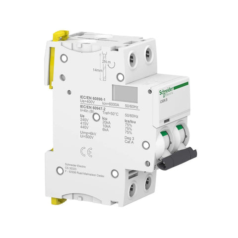 Acti9 IC60N 2P 16A Circuit Breaker Curvature C 50/60 Hz White Easy Install High Quality Electrical Panel Protection For Home And Industry