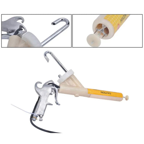 Portable Powder Coating System Paint Spray Gun With 5 Stage Adjustable Dial and 110V Plug In Design, showing trigger and attachment details.