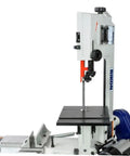Top Notch 4X6 Metal Cutting Bandsaw With A Badass 3/4HP Motor And Slick Dual Vertical Horizontal Setup For Nailing Precision Cuts Under Any Shop Pressure, detailed view of band saw blade setup.