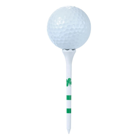 Four Leaf Clover Shamrock Golf Tees Bulk Pack Three And A Quarter Inch Plastic Tees White With Green Stripes Durable USA Made 100 Count