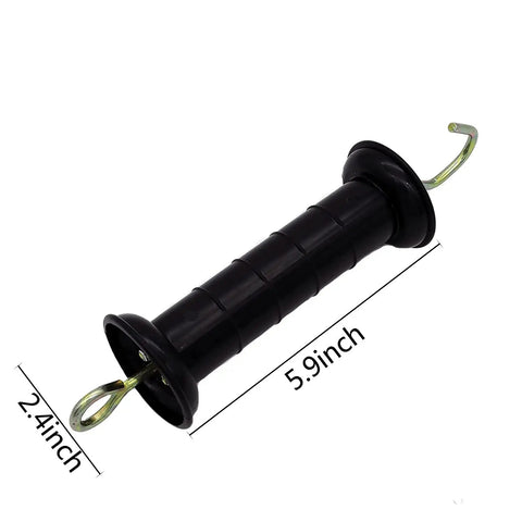 Four Pack Plastic Electric Fence Gate Handle With Insulators And Spring, 5.9-inch black handle, durable, prevents shocks