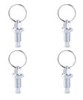 Heavy Duty M6 Stainless Steel Spring Plungers With Pull Ring 4 Pack, showing double-sided spring plungers with pull rings.