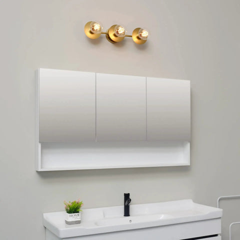 Matte Brass All-In-One 5-Piece Bathroom Set With 20-Inch 3-Light Vanity Light, Towel Bar, Towel Ring, Toilet Paper Holder, Robe Hook - Over-Mirror Powder Room Lighting With Grandmillennial Vibe