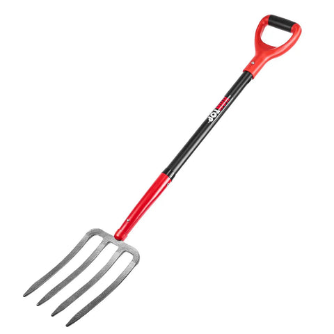 Sturdy 4 Tine Heavy Duty Pitchfork With Fiberglass Handle For Gardening And Farm Work Long 43 Inches Digging Fork Ideal For Hay Potatoes And General Digging