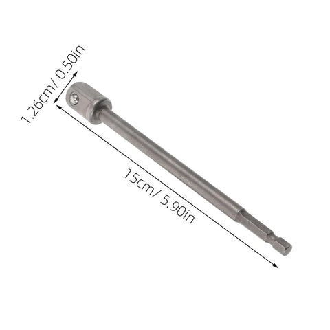 Must-Have Stainless Steel Trailer Jack Drill Adapter showing a 15cm long steel shaft for RV leveling and scissor jacks.