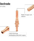 Electrode from Super Cool 21 Piece Plasma Cutter Consumable Kit, 9-8215, made of copper and hafnium for WSP 80A machines.