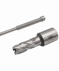 EST HSS M2AL annular cutter with 1 in DOC and 3/4 in Weldon shank for magnetic drill press; two-piece set.
