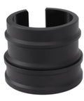Premium Aluminum Coffee Portafilter Holder And Tamper Station Compatible With 51mm 53mm 58mm Espresso Makers black portafilter holder close-up.