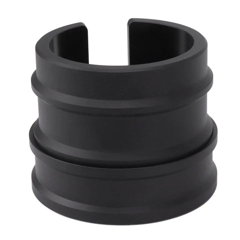 Premium Aluminum Coffee Portafilter Holder And Tamper Station Compatible With 51mm 53mm 58mm Espresso Makers black portafilter holder close-up.