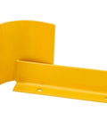 Left Side Pallet Rack End Protector, 36 Inch Long, 3/8 Inch Thick Steel, Bright Yellow Heavy Duty Corner Guard close-up view.