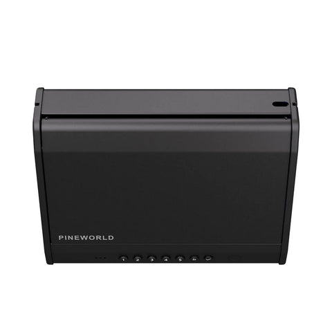 Biometric Gun Safe With Fingerprint Scanner And Raised Backlit Keypad Secures Two To Four Pistols, top view of a black steel vault.