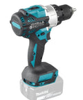 Top Shelf 18V Brushless Cordless Combi Drill Featuring Hammer Drilling 13Mm Chuck Two Speed Control And 21 Torque Settings side view with 18V battery.