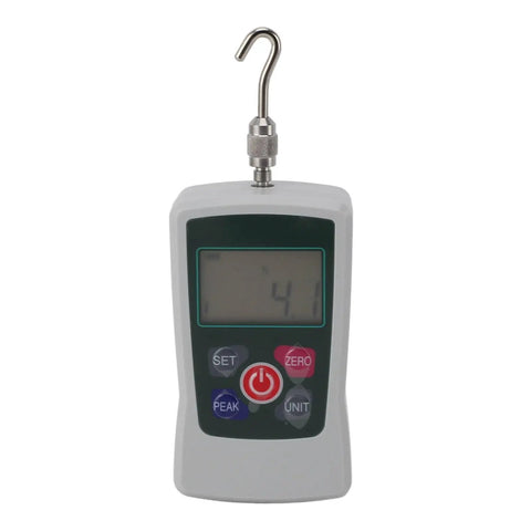 Mini Digital Force Tester 100N Push Pull Gauge With Built In Sensor, handheld unit with hook attachment and LCD display