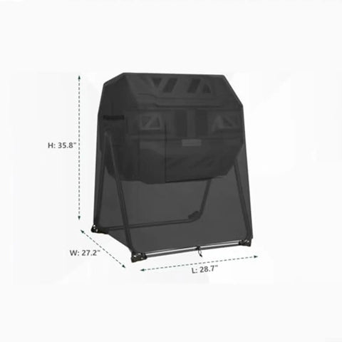 No Fuss All Weather Compost Bin Cover For 43-Gallon Bins, Waterproof Windproof Dustproof Tumbler Shield, cover on bin illustration