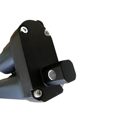 Close-up of black Beefy 150mm Stroke Electric Linear Actuator 3500N 12 and 24V DC 770Lbs Load 12 Inch Travel component.