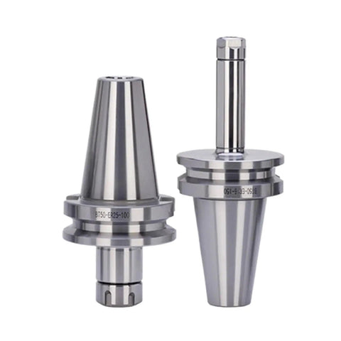 Rock Solid BT50 CNC Collet Set With ER16 ER20 ER25 ER32 ER40 Precision Grips showing stainless steel collets for machining.