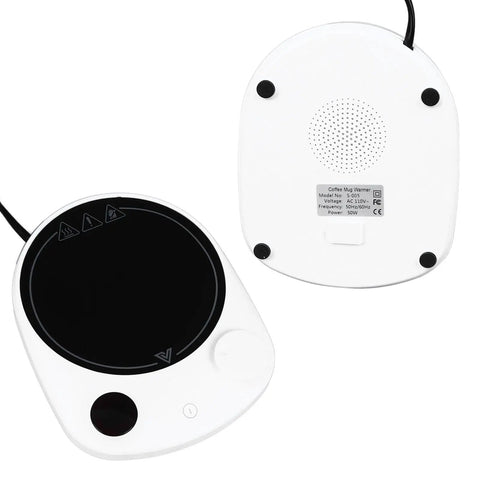 This Solid Electric Mug Warmer Boasts Four Heat Presets To Keep Your Daily Brew Piping Hot All Day Long Featuring Smart Auto Shut Off Protection And Fast Heating With A Sleek White Top For Desk Setup.