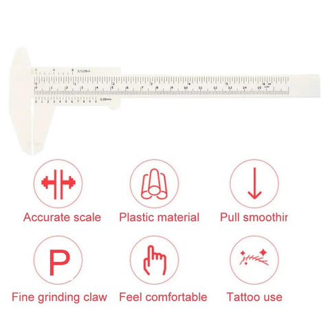Waterproof Plastic Caliper Eyebrow Lip Tattoo Ruler For Permanent Makeup Accurate Measuring Tool with scale and icons