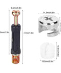 No Sweat Cam Lock Nuts And Connecting Screws With Eccentric Wheels For Furniture Assembly A Rock Solid 300 Piece Kit, 3 hardware components shown.
