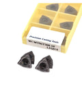Top Tier 10 Pcs Indexable Carbide Lathe Tool Set For External Turning Steel Stainless Cast Iron With Hard Alloy Blades WCMT06T308-SF LF6018 cutting inserts in a tray.