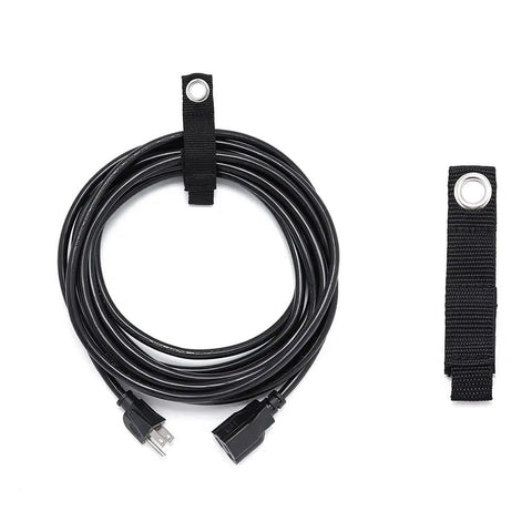 Outdoor Extension Cord 10 Ft Heavy Duty 3 Prong Waterproof Cord UL Listed Black for indoor and outdoor use, coiled with strap