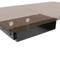 Level Up Your Desk Space With This Smooth Glide Under Desk Storage Shelf Featuring Built In Cable Management Tray, brown and black organizer.