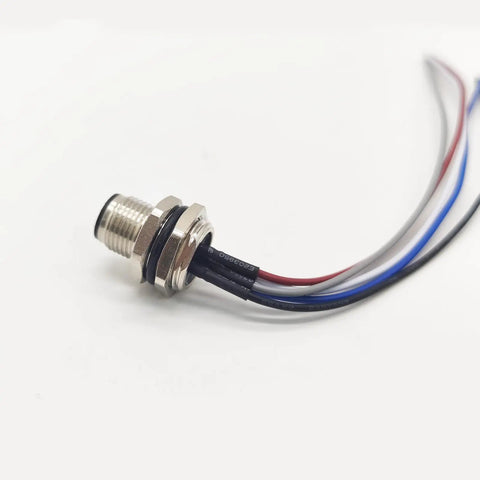 Five Pin A Coded M12 Male Connector Cable 0.5 Meter Straight Back Mount Waterproof Socket for Panel Install IP67 Receptacle