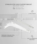 Stainless Steel L Bracket Shelf Support Wall Mount For Kitchen Cabinets Closets And Wardrobes 2 8 Inch Height Silver