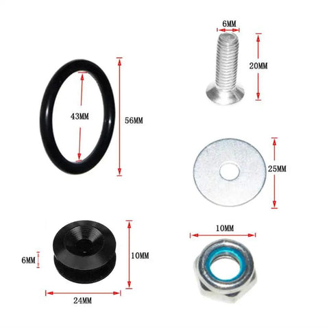 Quick Release Fasteners Kit For Car Bumpers Universal CNC Billet Aluminum Black Durable Finish Includes Aluminum Fasteners