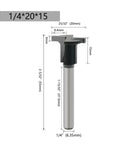 1/4 Inch Shank Arc Bending Router Bit dimensions with measurements for T-slot grooving, ideal for MDF and carbon crystal projects.