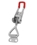 Two-Piece Quick Release Toggle Clamp Set 12130, front view of vertical hold-down clamp with 500 lbs holding capacity in carbon steel.