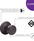 Tulip Brass Dummy Door Knob In Matte Black Finish For Linen Closet And French Doors Classic Decorative Inactive Knob With Mounting Hardware