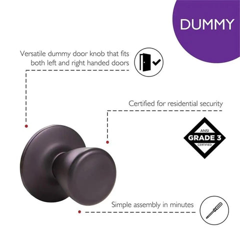 Tulip Brass Dummy Door Knob In Matte Black Finish For Linen Closet And French Doors Classic Decorative Inactive Knob With Mounting Hardware