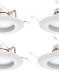 4-pack of 5/6 Inch Matte White Integrated LED Recessed Trim With Color Temperature Select Dimmable Downlight Easy Install
