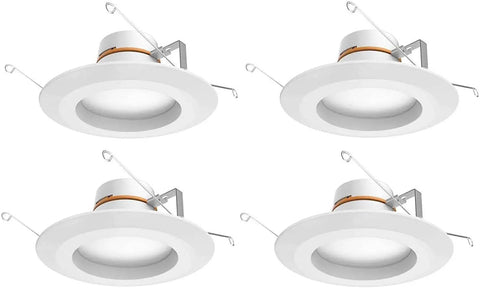 4-pack of 5/6 Inch Matte White Integrated LED Recessed Trim With Color Temperature Select Dimmable Downlight Easy Install